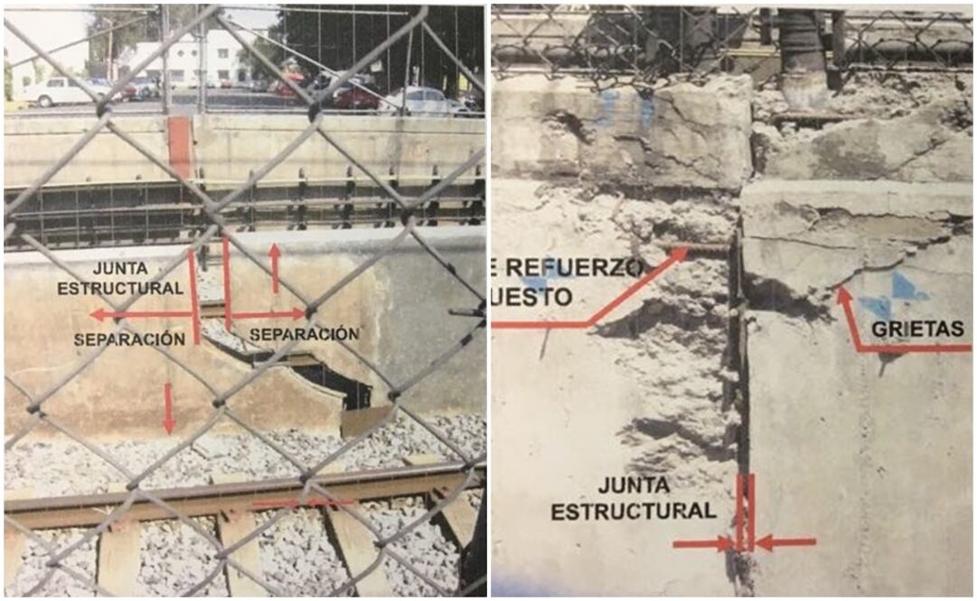 Grietas en el Metro de la Ciudad de México tras el sismo del 19-S. Foto: Especial