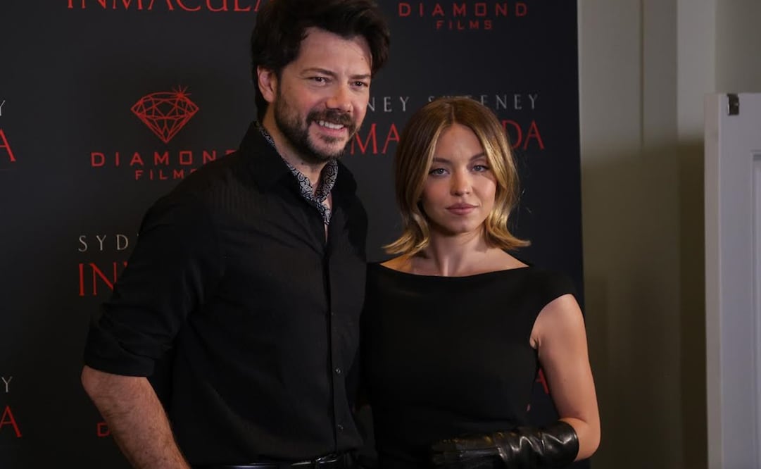 Los actores Álvaro Morte y Sydney Sweeney en la presentación de "Inmaculada" en México. Foto: Carlos Mejía / EL UNIVERSAL