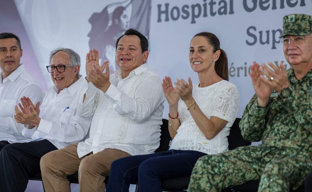 El gobernador de Yucatán, Joaquín Díaz Mena, recibió a la Presidenta Claudia Sheinbaum en Mérida. (21/06/2025). Foto: Especial
