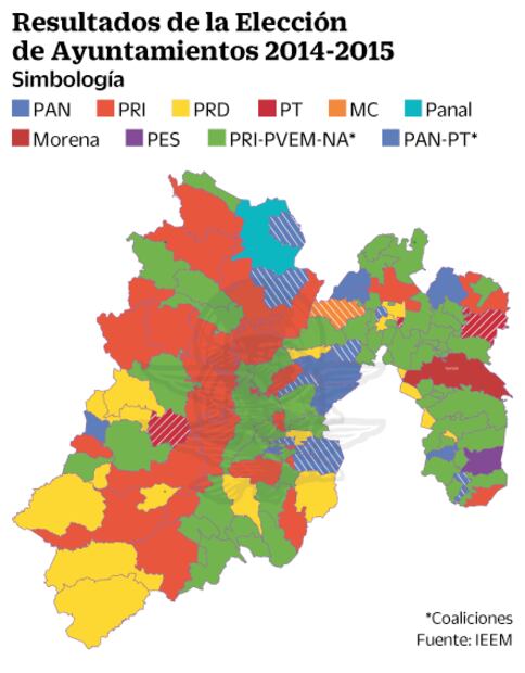 Entérate. Los colores del mapa electoral en Edomex