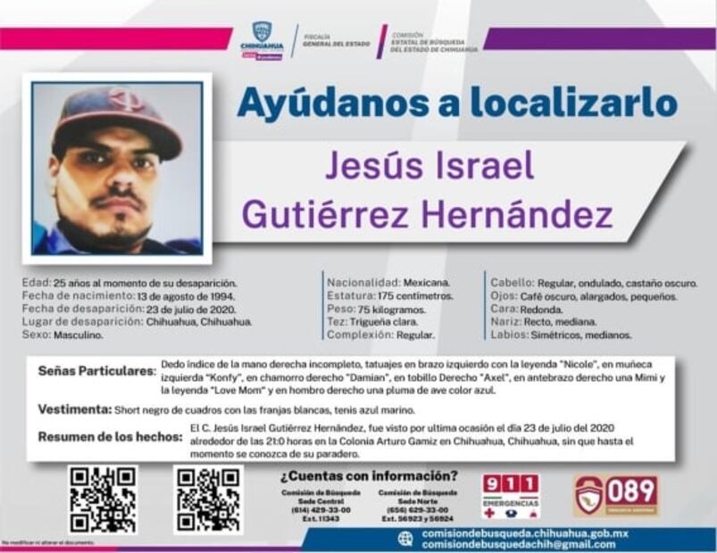 Realizan operativo para localizar a una mujer y 4 hombres desaparecidos en Chihuahua