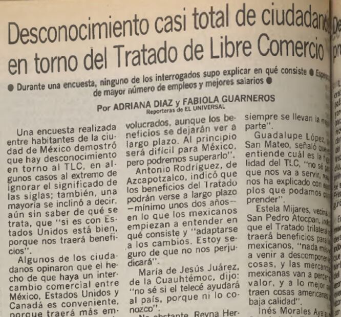 Así se vivieron los primeros días del TLC en 1994