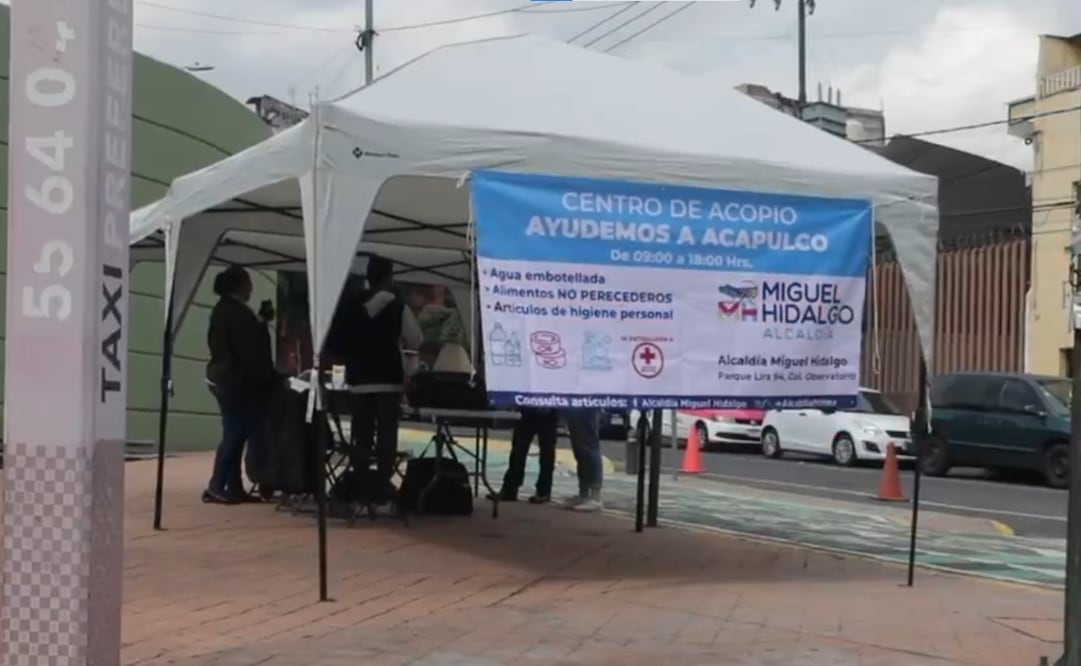Este jueves 3 de octubre, la alcaldía Miguel Hidalgo abrió un centro de acopio para apoyar a los damnificados por el huracán "John" (03/10/2024). Foto: Captura de pantalla  @mauriciotabe