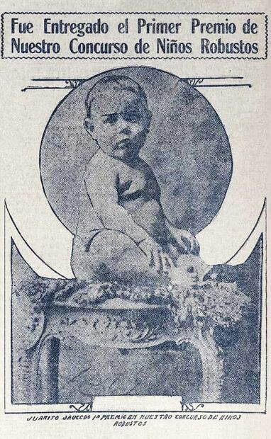 Juanito Salcedo, ganador del concurso de Niños Robustos de EL UNIVERSAL, de 1917. El certamen tuvo tanta convocatoria que este diario exigió acta de nacimiento de los aspirantes para certificar nacionalidad y edad, y así evitar trampas. Foto: Hemeroteca EL UNIVERSAL.