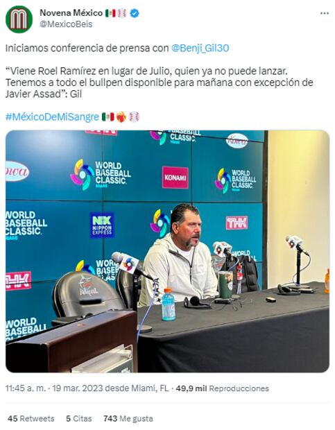 ¡Otra baja! Julio Urías fuera de la semifinal ante Japón