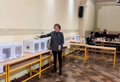 Reaparece Beatriz Gutiérrez Müller tras polémica por supuesta nacionalidad española; vota en elección de instituto en la BUAP