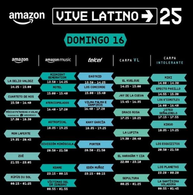 Estos son los horarios del Vive latino para el domingo. Foto: Cortesía.