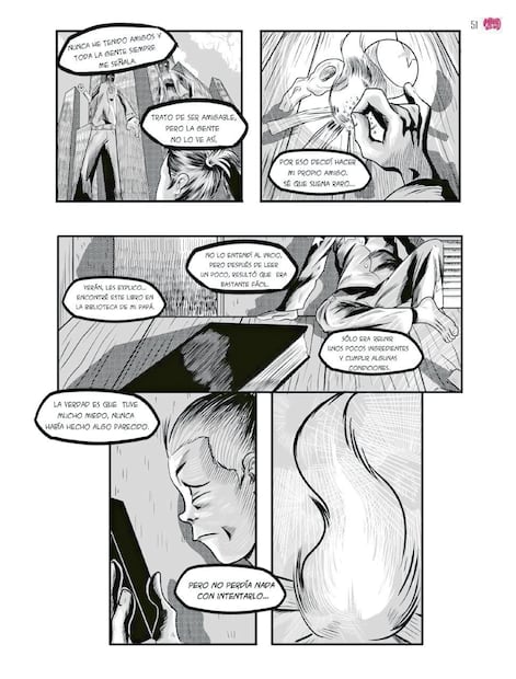 Uno de los libros incluye una historieta sobre un niño solitario que realiza un ritual para tener un amigo.