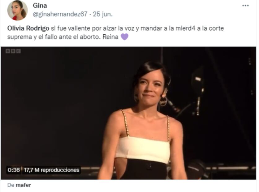 Olivia Rodrigo y Lily Allen dedican polémica canción a jueces que revocaron el derecho al aborto en EU: VIDEO  