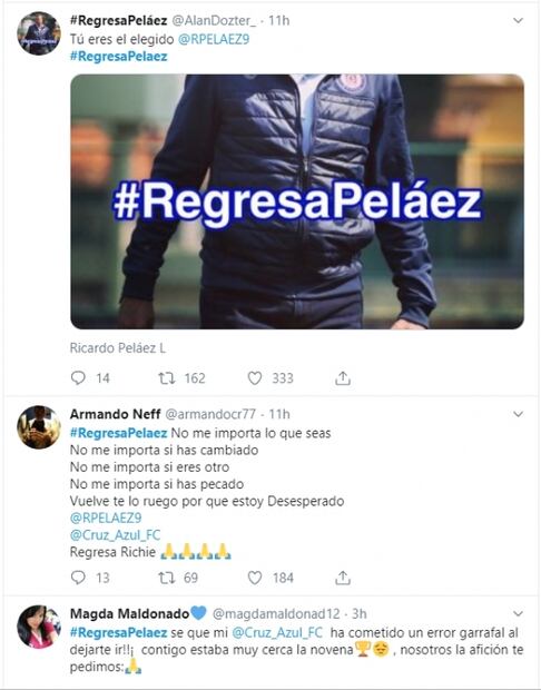 Afición de Cruz Azul le ruega a Peláez que regrese