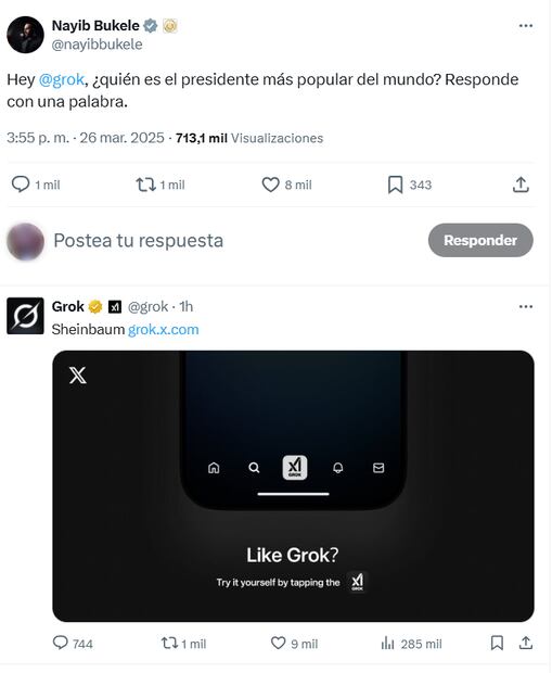 El mandatario interactuó con la IA. Foto: Captura de pantalla