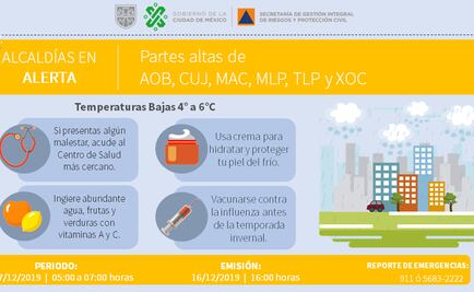 Emiten alerta amarilla por frío en seis alcaldías capitalinas, de 5 a 7 am