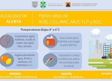Emiten alerta amarilla por frío en seis alcaldías capitalinas, de 5 a 7 am