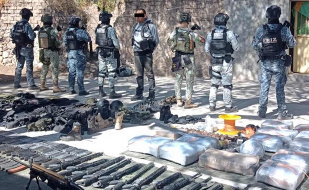 Tres integrantes de una célula delictiva fueron detenidos por elementos del Ejército y de la Guardia Nacional, en el municipio de Tabasco, Zacatecas. Foto: Especial