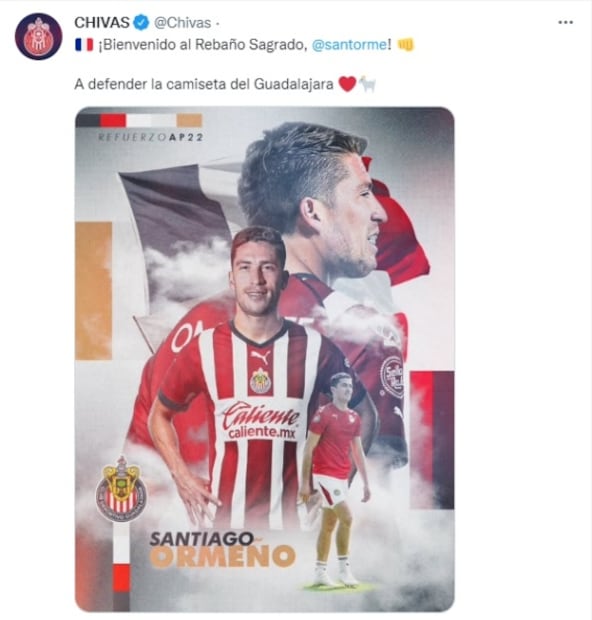 Chivas hace oficial la llegada de Santiago Ormeño