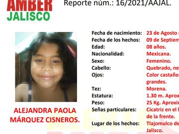 Lanzan Alerta Amber por Alejandra Paola de 8 años en Tlajomulco