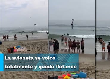 Vacacionistas se llevan tremendo susto; cae avioneta en playa de EU