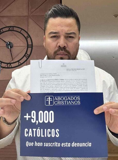 Carlos Ramírez, Director Jurídico de la asociación civil Abogados Cristianos México, informó que 9 mil católicos suscribieron la denuncia colectiva contra Cháirez. Foto: Facebook