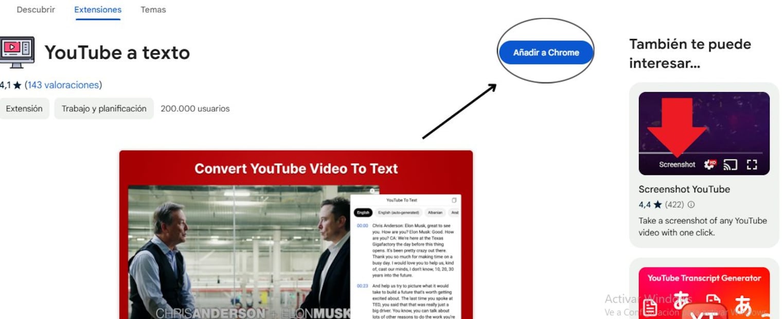 Transcribir videos de YouTube. Imagen: captura de pantalla