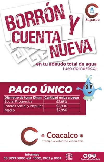Arranca en Coacalco campaña de regularización de adeudos en agua potable