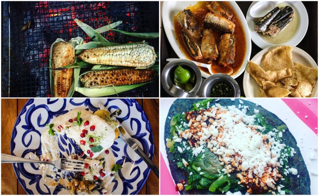 Cortesía: Natalia de la Rosa (Instagram: natdelarose)/ Elotes- Pozole- Chile en nogada- Tlacoyo