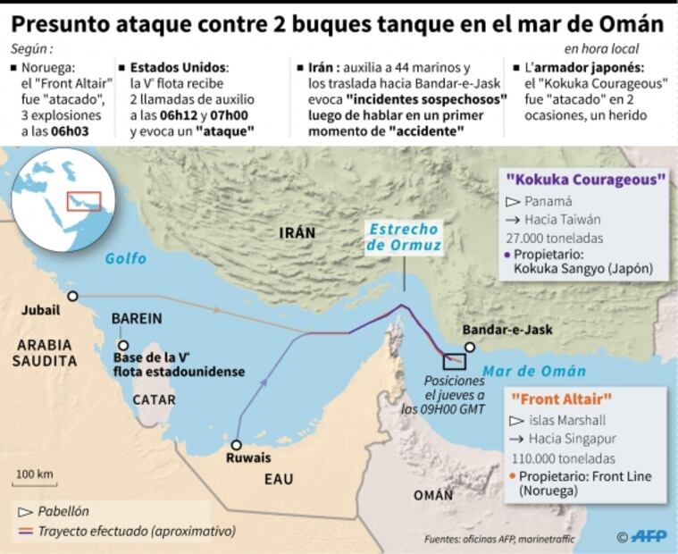 EU envía un destructor para ayudar a buques atacados en el golfo de Omán
