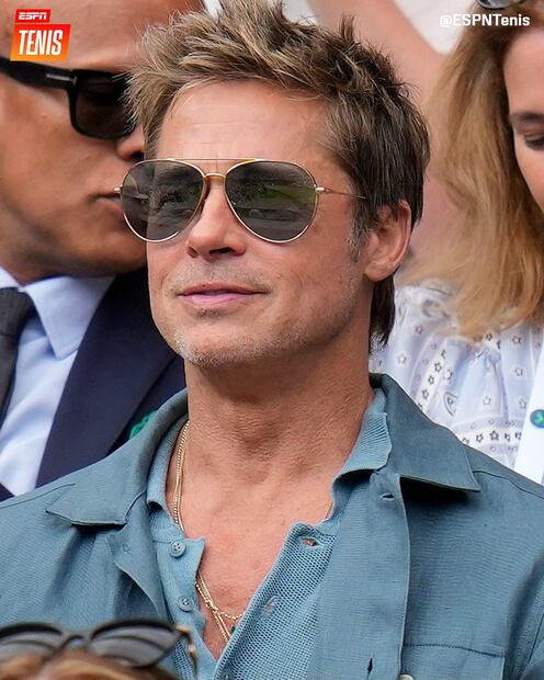 Brad Pitt en Wimbledon. Fuente: Twitter @ESPNtenis