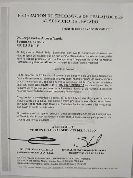 Pide FSTSE equipo de seguridad de calidad para personal médico que atiende Covid-19