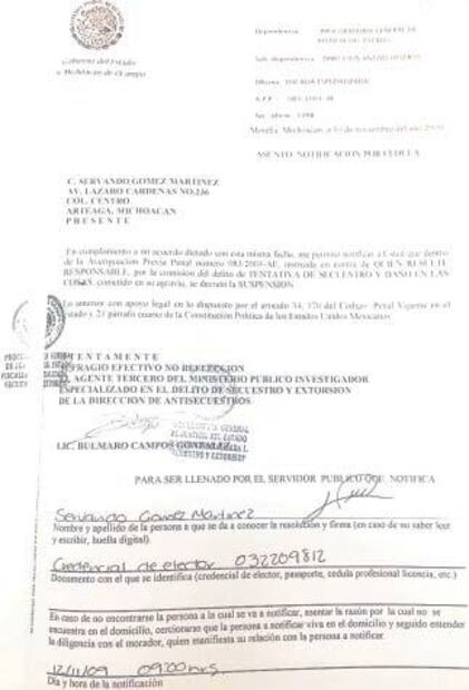 'La Tuta' fue 2 veces a la PGJ como víctima