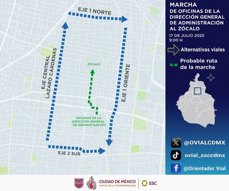 Calles afectadas y alternativas viales. Foto: Especial