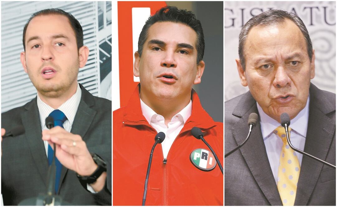 Los dirigentes nacionales del PAN, Marko Cortés; PRI, Alejandro Moreno, y PRD, Jesús Zambrano, se reunieron ayer en privado en un edificioen Polanco. Foto: Archivo. El Universal