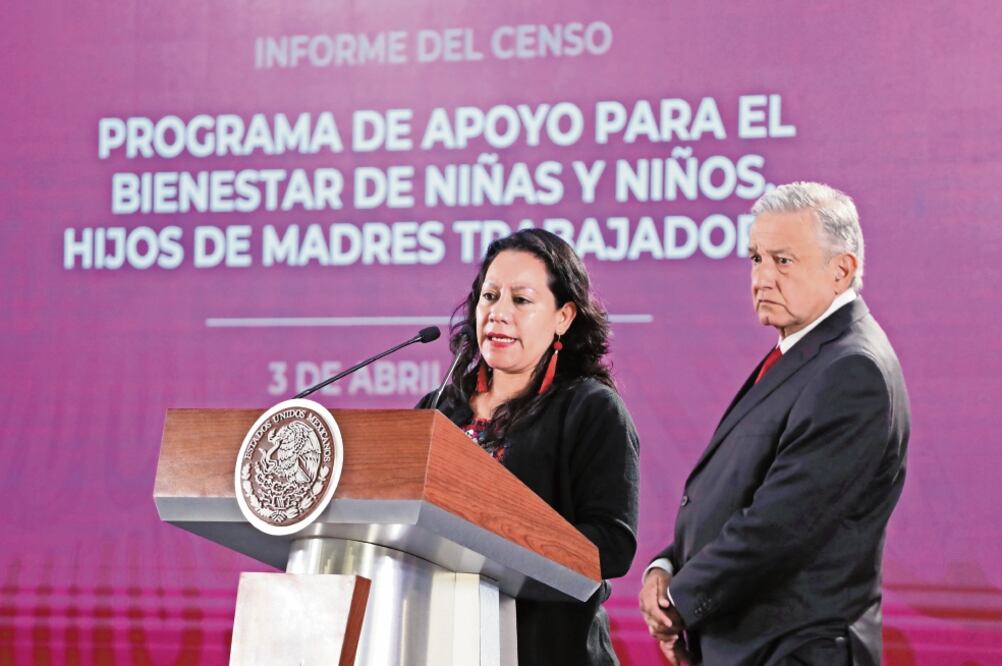 María Luisa Albores, secretaria de Bienestar, ofreció los resultados del censo a estancias en la conferencia del presidente Andrés Manuel López Obrador. (BERENICE FREGOSO. EL UNIVERSAL)