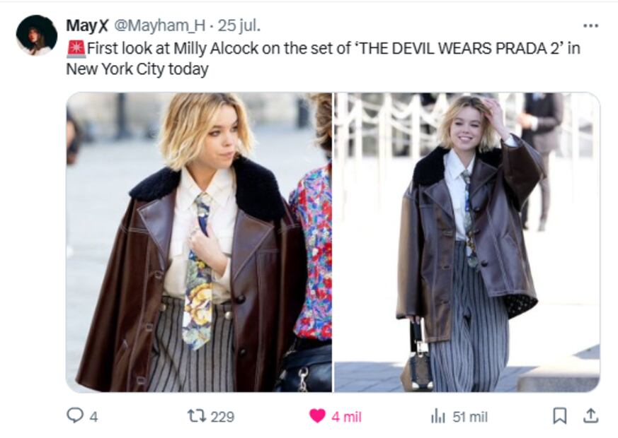 Memes por las grabaciones de El diablo viste a la moda 2. Foto: X