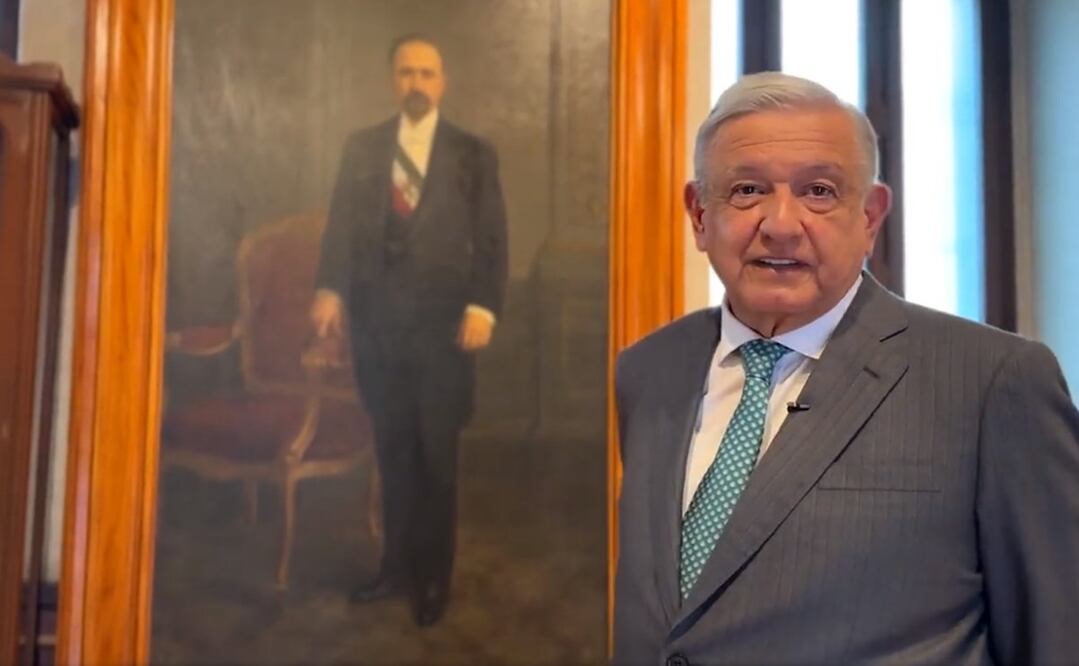 Reaparición de AMLO luego de ausentarse unos días tras dar positivo a Covid-19 por tercera vez. FOTO: tomada de video @lopezobrador_