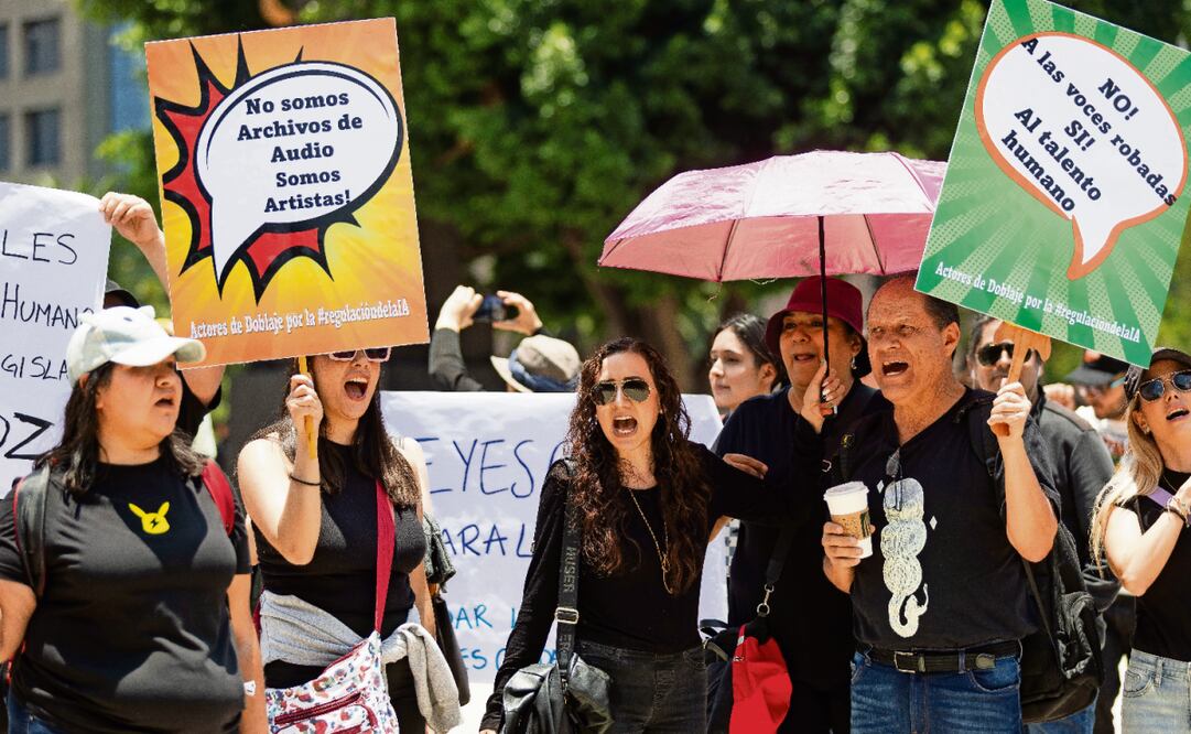 Actores se manifestaron para exigir regulación de la IA en el doblaje . Foto: Hugo Salvador / EL UNIVERSAL