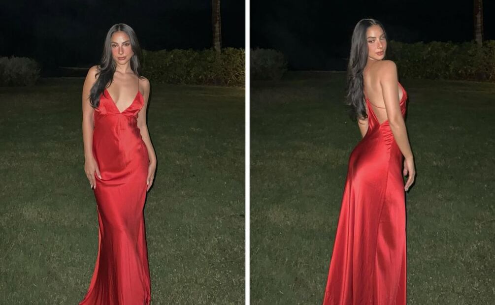 Esta temporada, el vestido rojo también puede ser de terciopelo. Foto: Instagram @oficialmariachacon