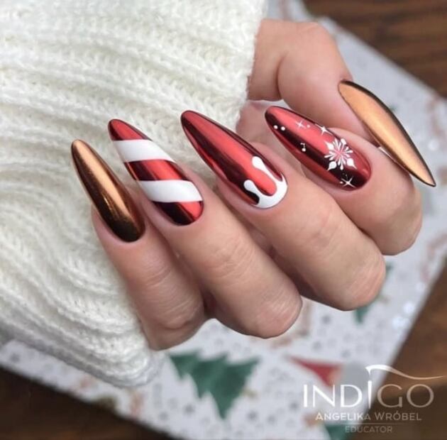 Diseños de uñas acrílicas para Navidad que amarás