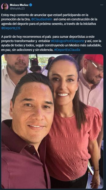 Moisés Muñoz compartió que se sumará a la campaña de Claudia Sheinbaum - Foto: @MoyMu23 (X)
