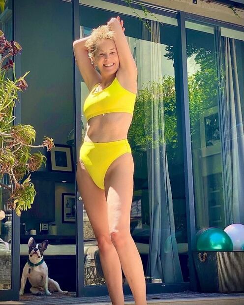 Así luce Sharon Stone en bikini a sus 63 años
