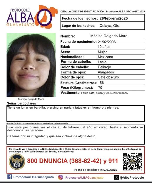 Fiscalía de Guanajuato activa el Protocolo Alba y la Alerta Amber para buscar a nueve mujeres desaparecidas; se teme por su integridad