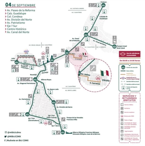 Paseo dominical de CDMX se amplía y llega al Zócalo
