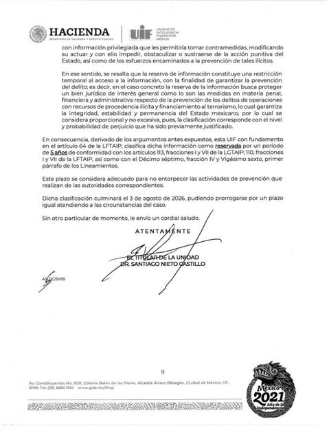 Se retracta UIF; dará a conocer nombres de “Los Maléficos”