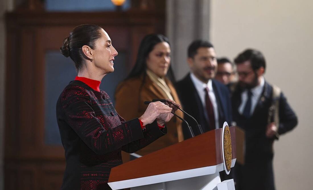 Claudia Sheinbaum, presidenta de México, durante su mañanera en Palacio Nacional, el 22 de enero del 2025. Foto: Presidencia