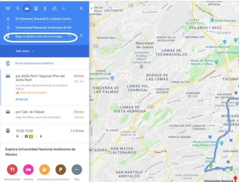 Cómo crear rutas con varias paradas en Google Maps
