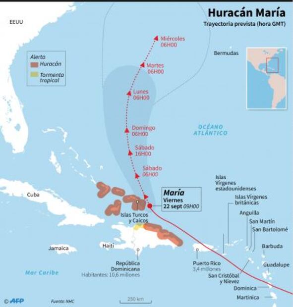 "María" sigue su devastador paso por el Caribe; suman 30 muertos