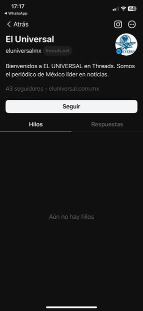 Perfil de El Universal en Threads