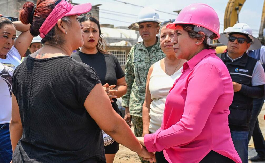 Delfina Gómez, gobernadora del Edomex, supervisa obras de drenaje de Chalco. Foto: Especial