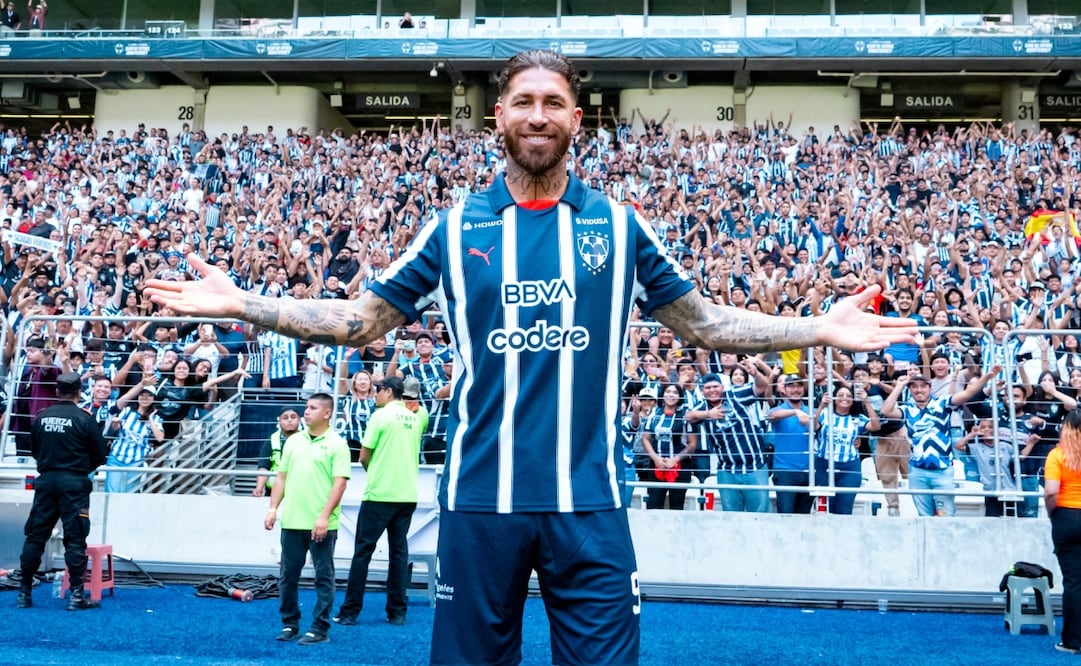 Sergio Ramos en su presentación - Foto: @Rayados (X)