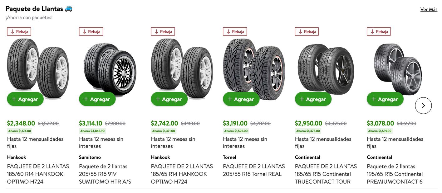 Es posible comprar llantas en el sitio de Bodega Aurrerá o en sus tiendas físicas.