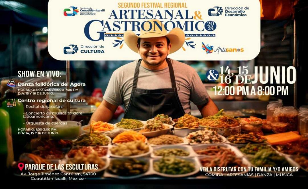 El Segundo Festival Regional Artesanal Gastronómico se llevará a cabo el 14, 15 y 16 de junio de 12:00 a 20:00 horas. Foto: Especial
